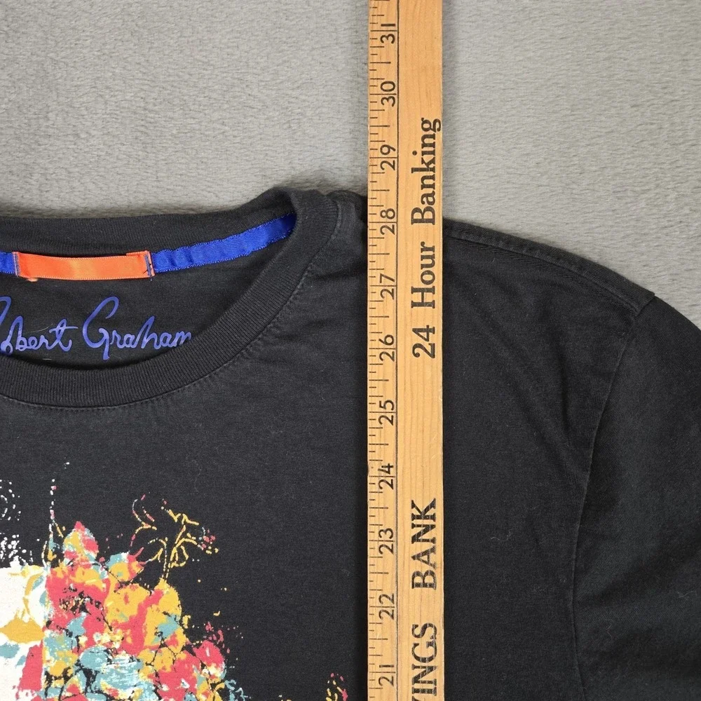 Robert Graham T-Shirt Mens XL Black Short Sleeve Skull Crew Neck Pullover Cotton